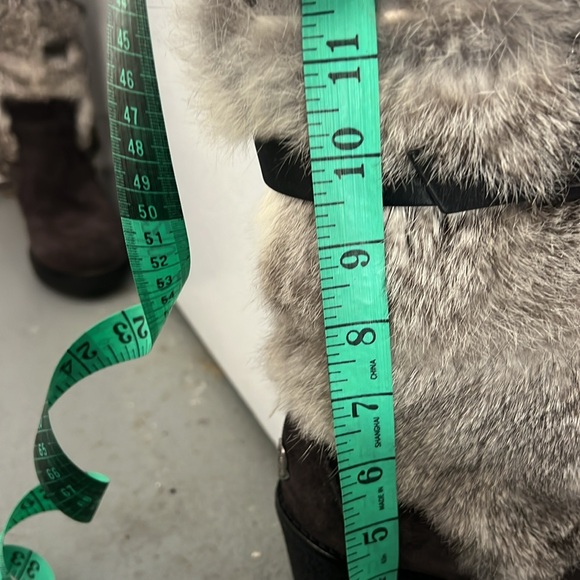 MONCLER Brown suede wedge natural fur bootie 38 - Picture 10 of 11